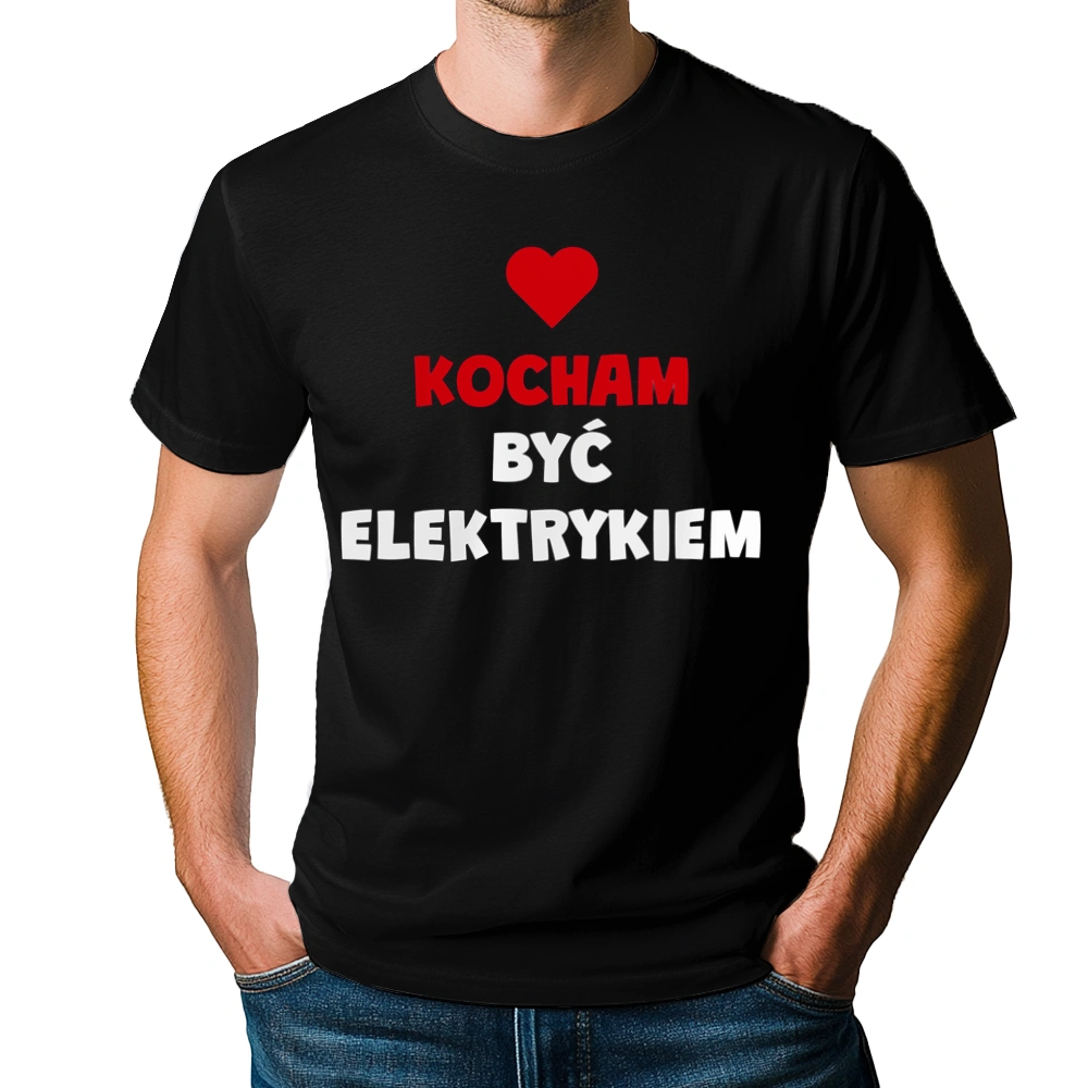 Kocham Być Elektrykiem - Męska Koszulka Czarna