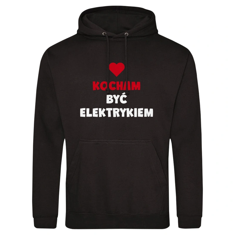 Kocham Być Elektrykiem - Męska Bluza z kapturem Czarna