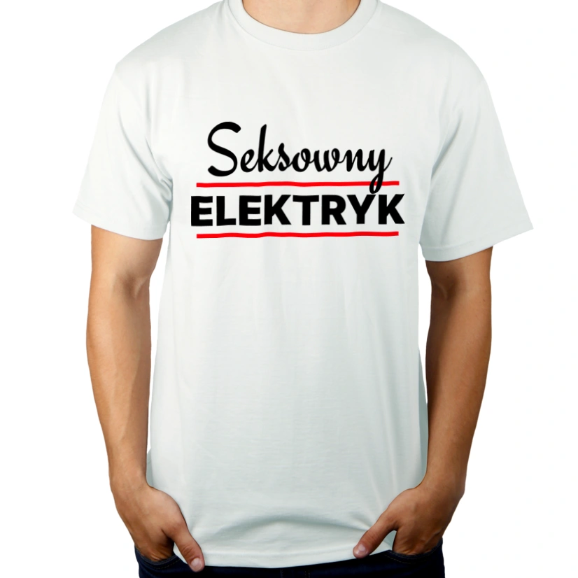 Seksowny Elektryk - Męska Koszulka Biała