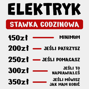 Stawka Godzinowa Elektryk - Męska Koszulka Biała