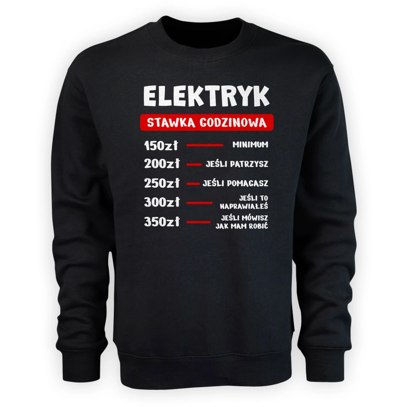 Stawka Godzinowa Elektryk - Męska Bluza Czarna