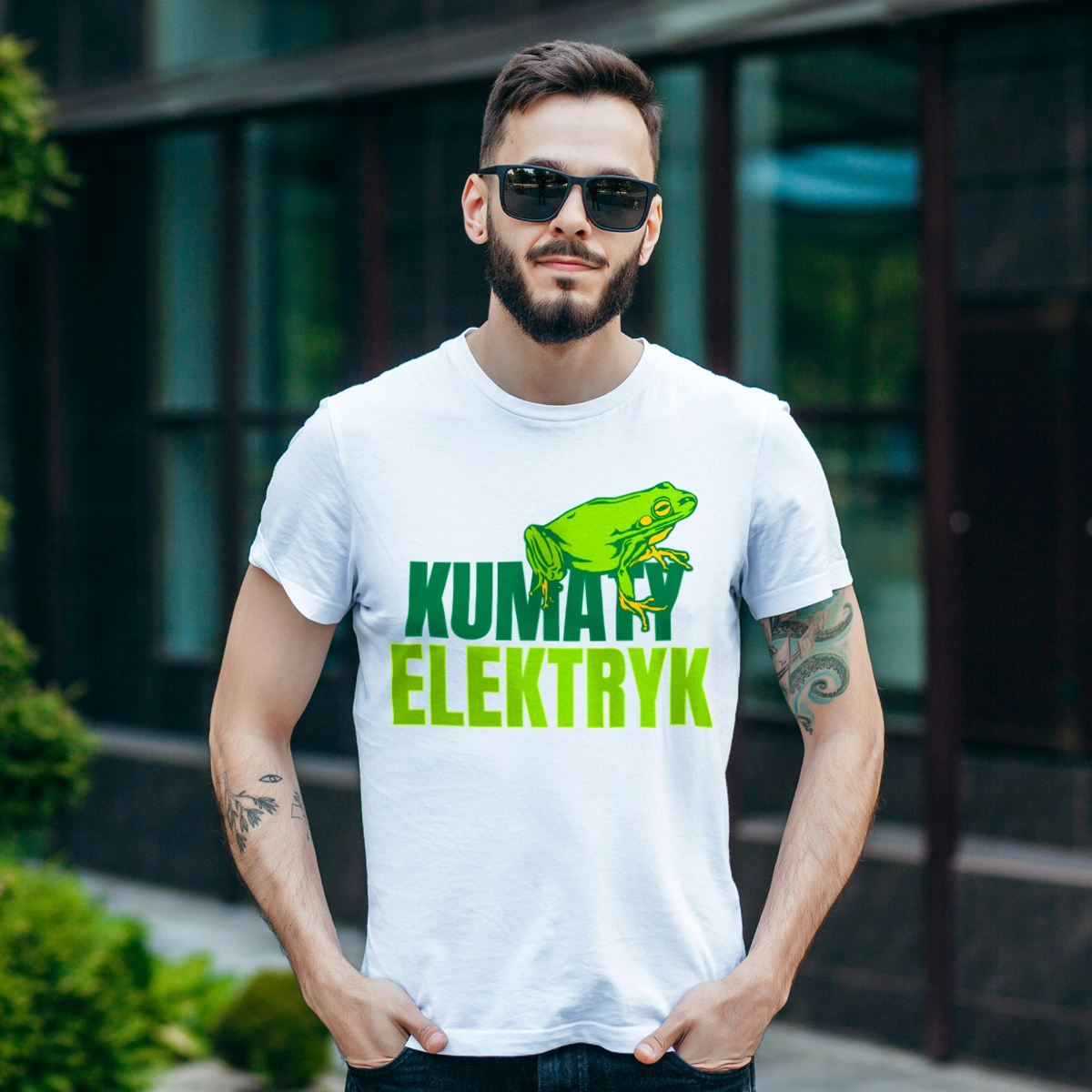 Kumaty Elektryk - Męska Koszulka Biała