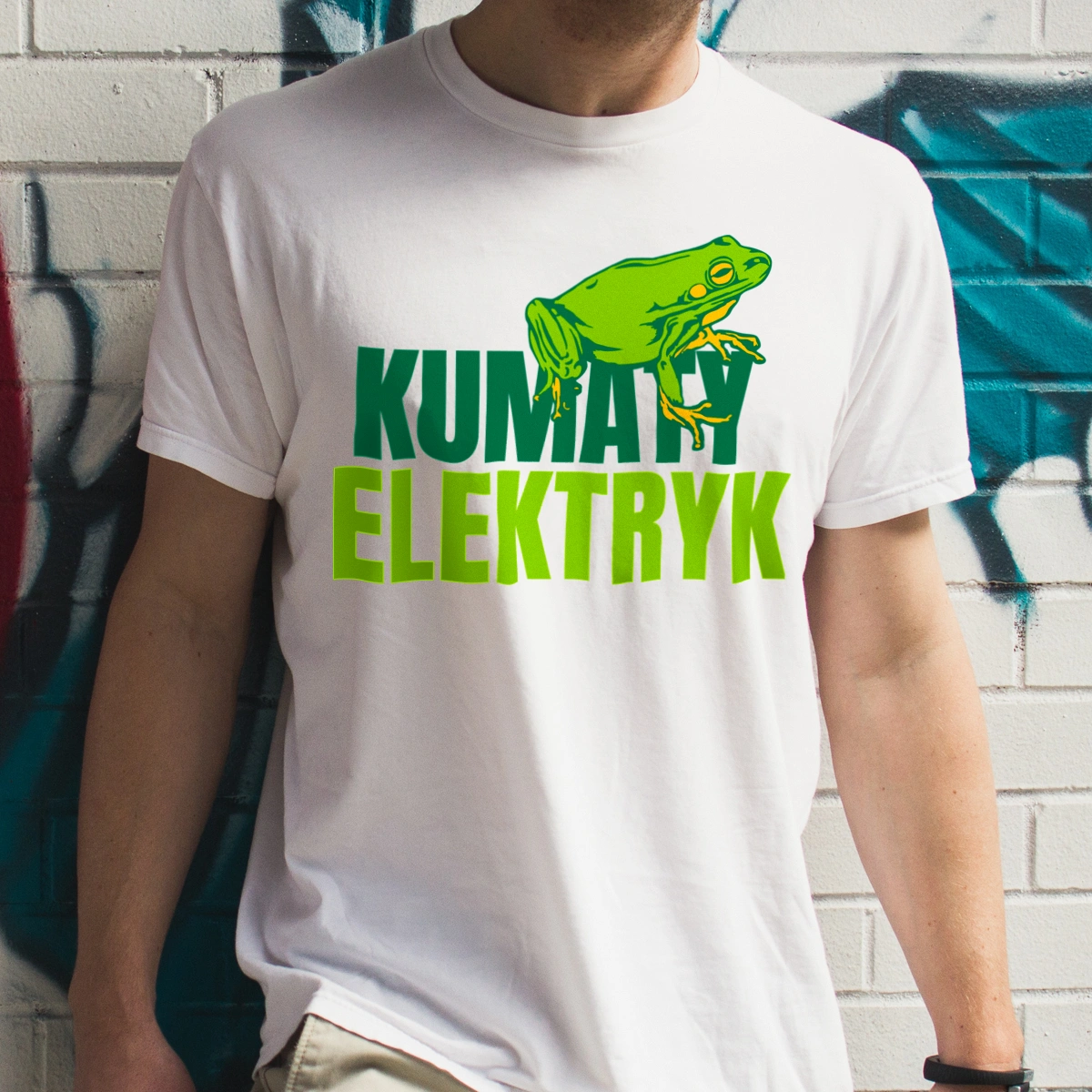 Kumaty Elektryk - Męska Koszulka Biała