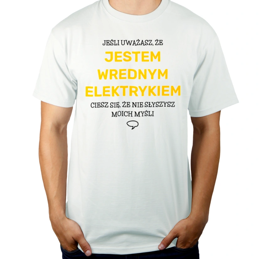 Wredny Elektryk - Męska Koszulka Biała