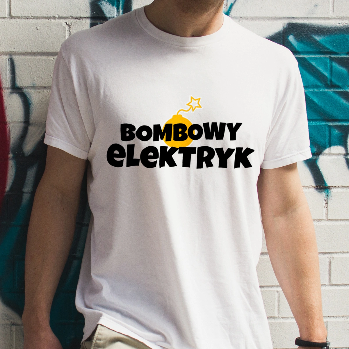 Bombowy Elektryk - Męska Koszulka Biała