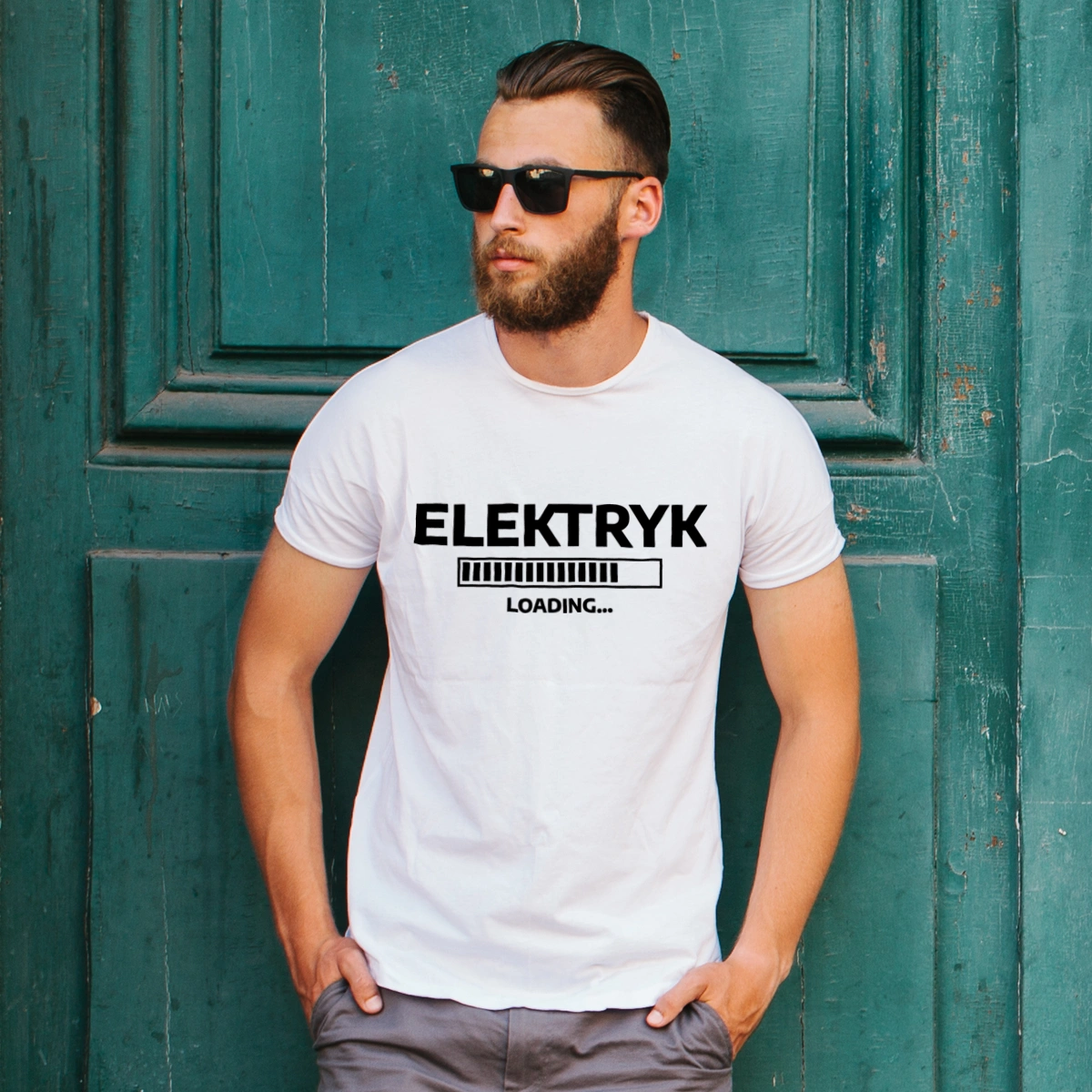 Elektryk Loading - Męska Koszulka Biała