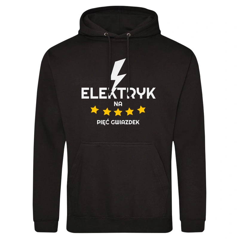 Elektryk Na 5 Gwiazdek - Męska Bluza z kapturem Czarna