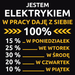 elektryk w pracy daje z siebie 100%  - Męska Koszulka Czarna