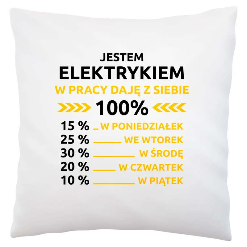 elektryk w pracy daje z siebie 100%  - Poduszka Biała