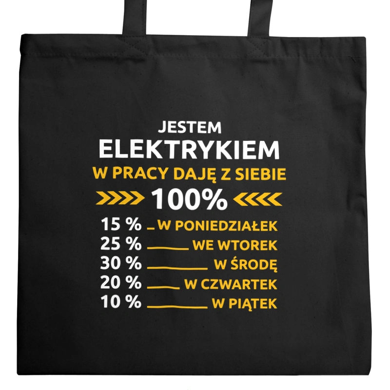 elektryk w pracy daje z siebie 100%  - Torba Na Zakupy Czarna