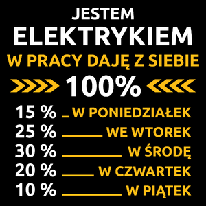 elektryk w pracy daje z siebie 100%  - Torba Na Zakupy Czarna