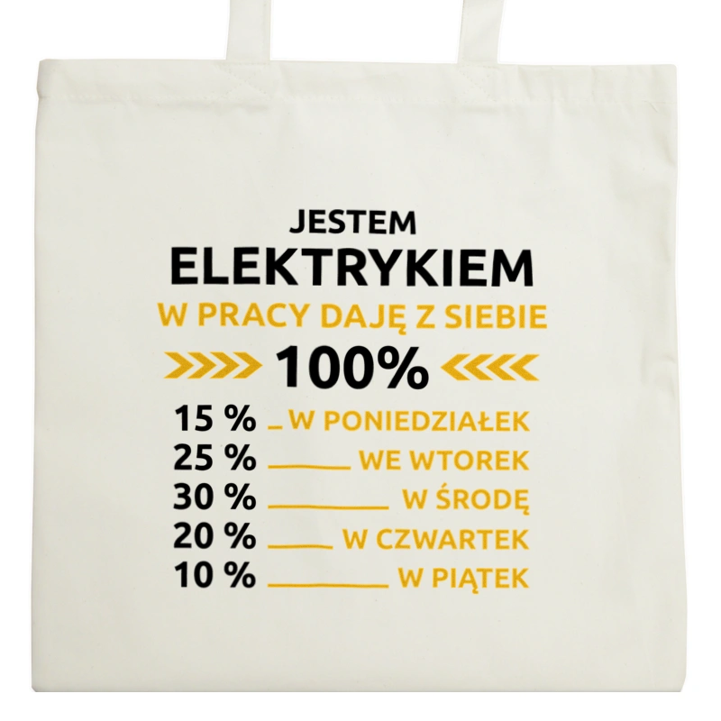 elektryk w pracy daje z siebie 100%  - Torba Na Zakupy Natural