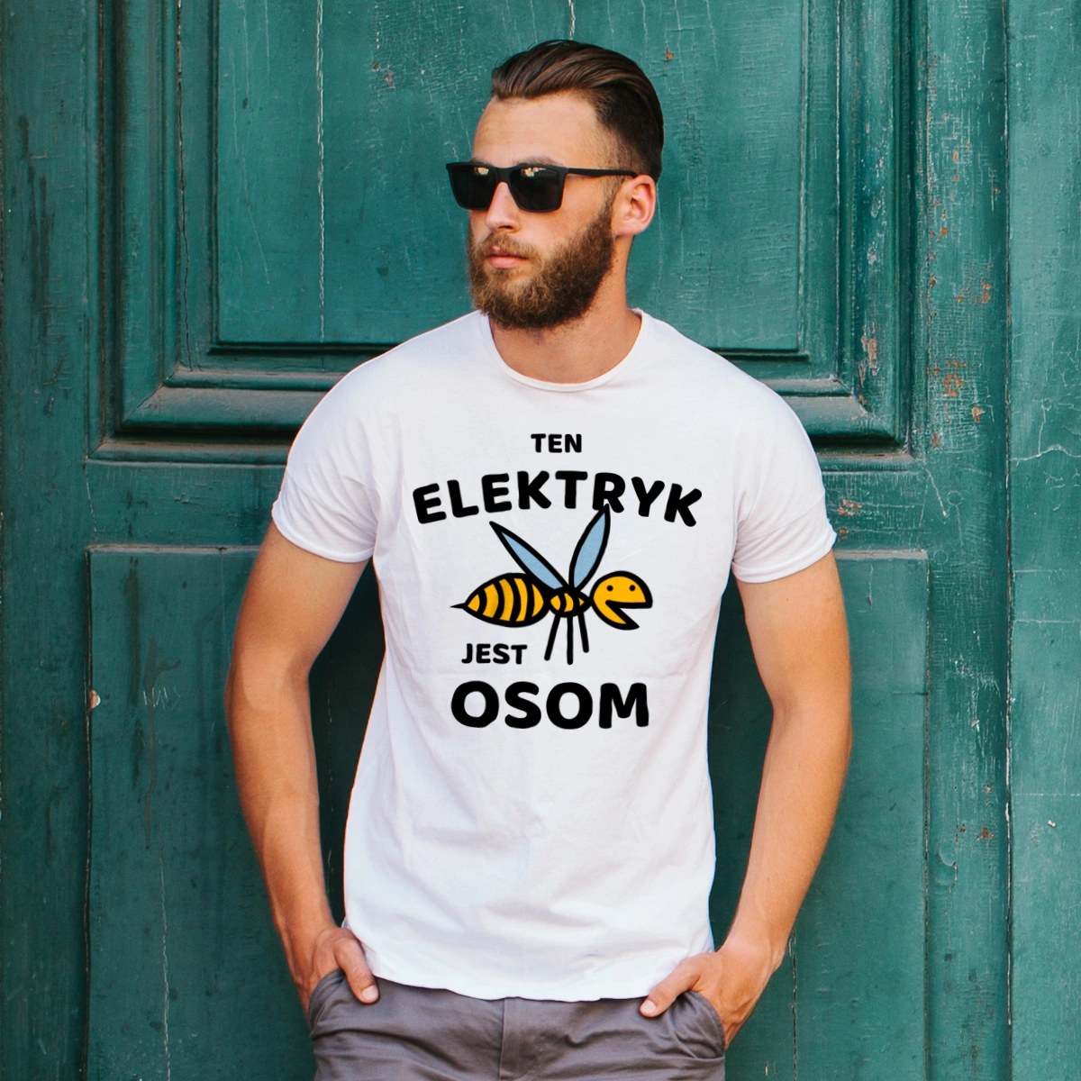 Ten Elektryk Jest Osom Awesome - Męska Koszulka Biała