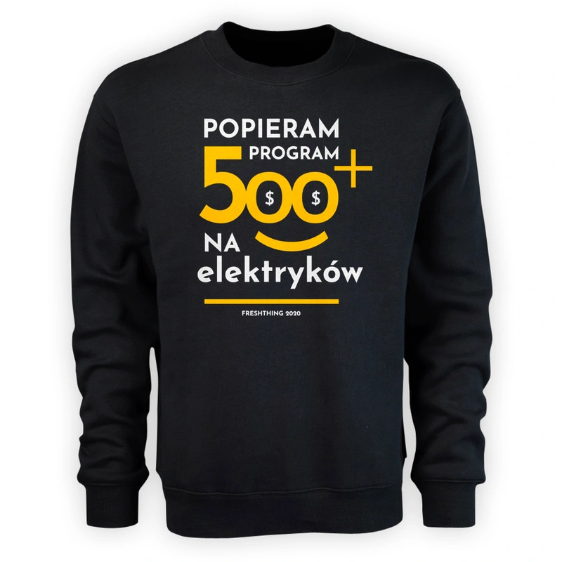 Program 500 Plus Na Elektryków - Męska Bluza Czarna