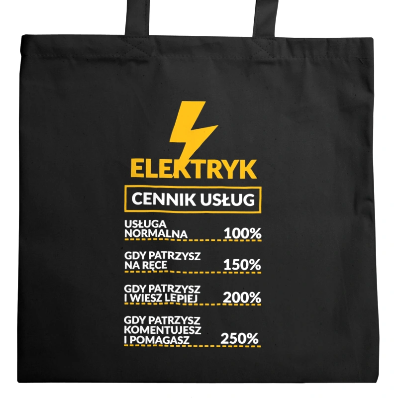 Elektryk - Cennik Usług - Torba Na Zakupy Czarna