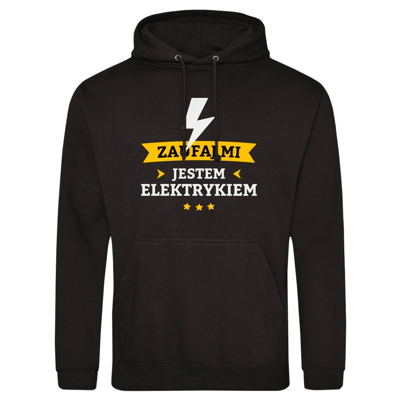 Zaufaj Mi Jestem Elektrykiem - Męska Bluza z kapturem Czarna