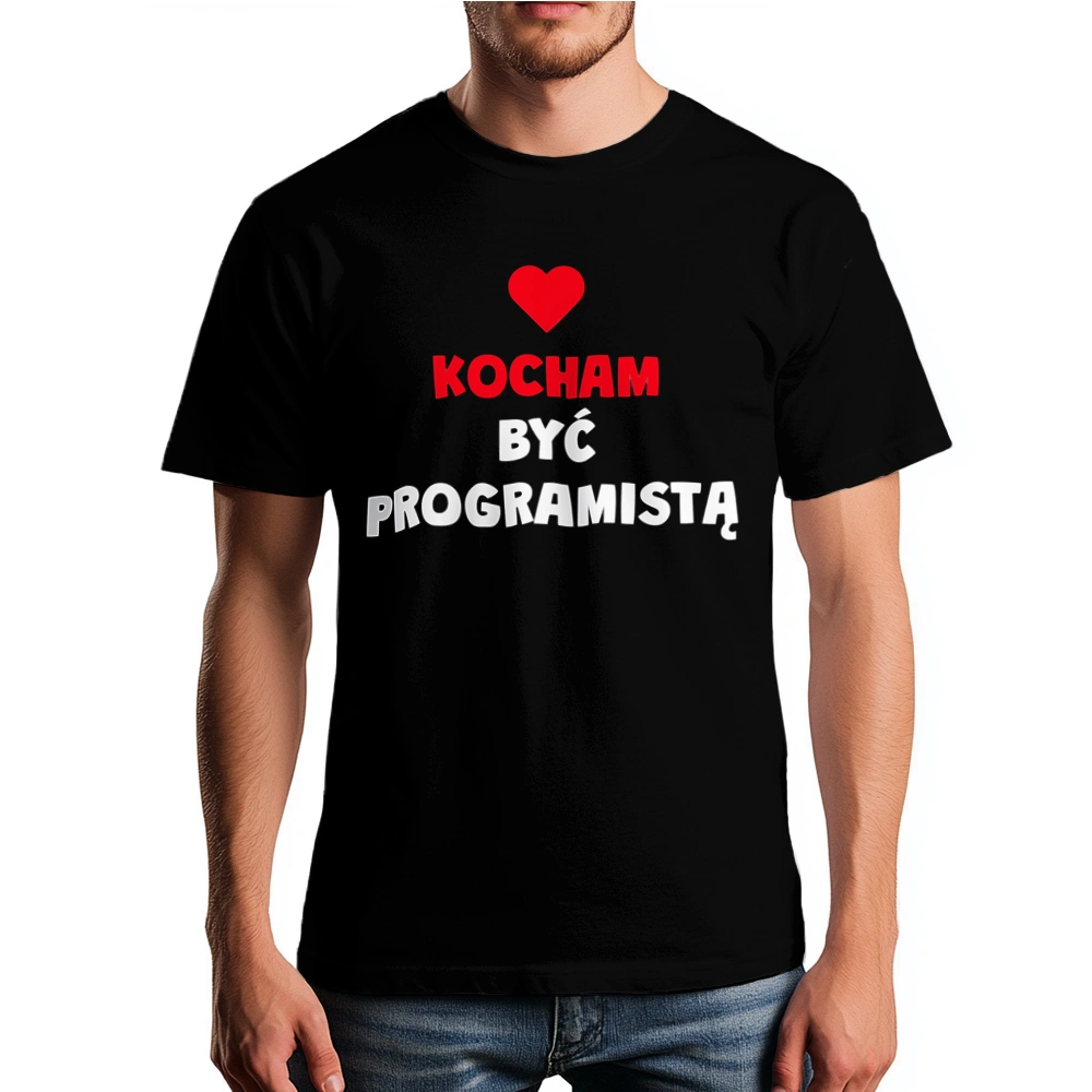 Kocham Być Programistą - Męska Koszulka Czarna