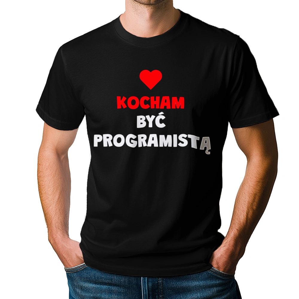 Kocham Być Programistą - Męska Koszulka Czarna