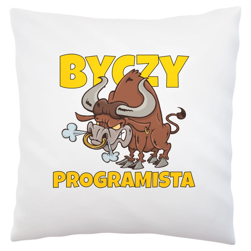 Byczy Programista - Poduszka Biała