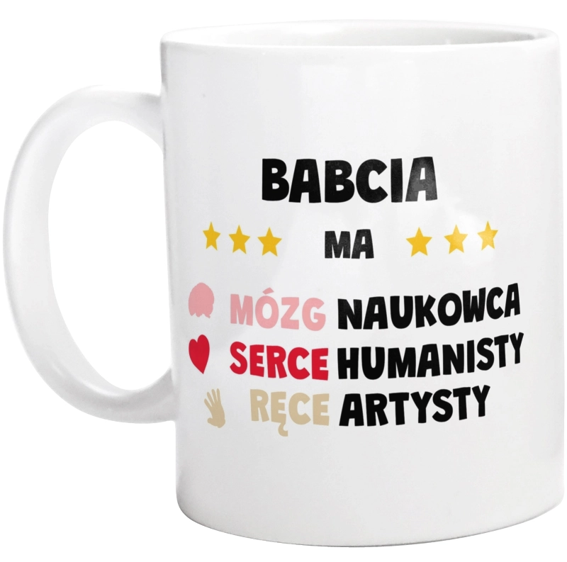 Mózg Serce Ręce Babcia - Kubek Biały