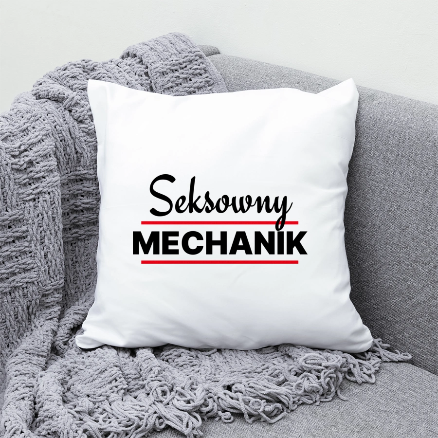 Seksowny Mechanik - Poduszka Biała