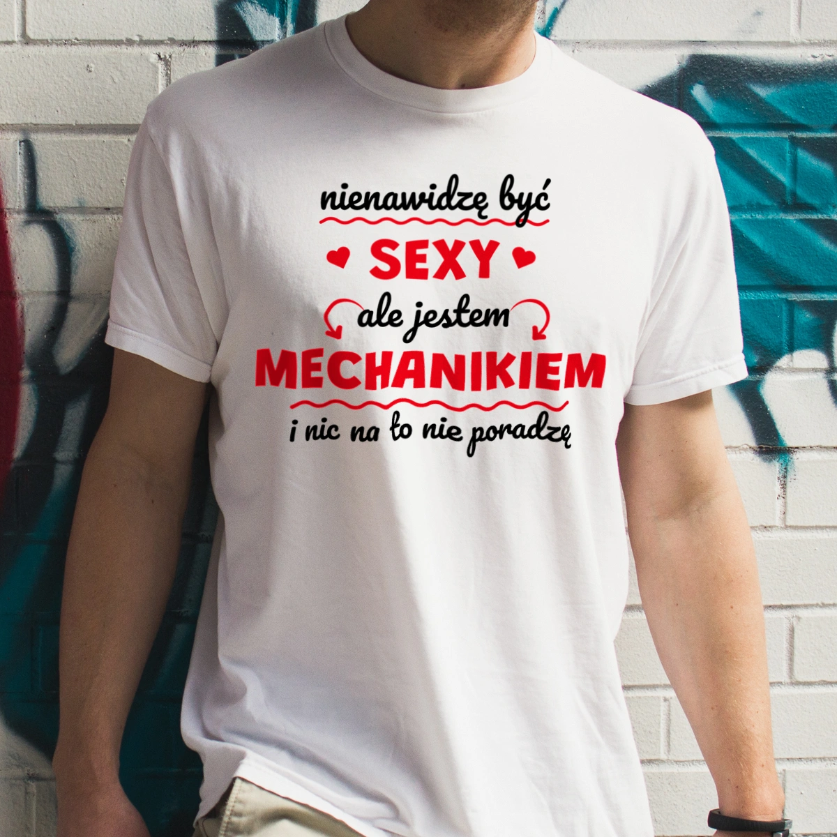 Sexy Mechanik - Męska Koszulka Biała