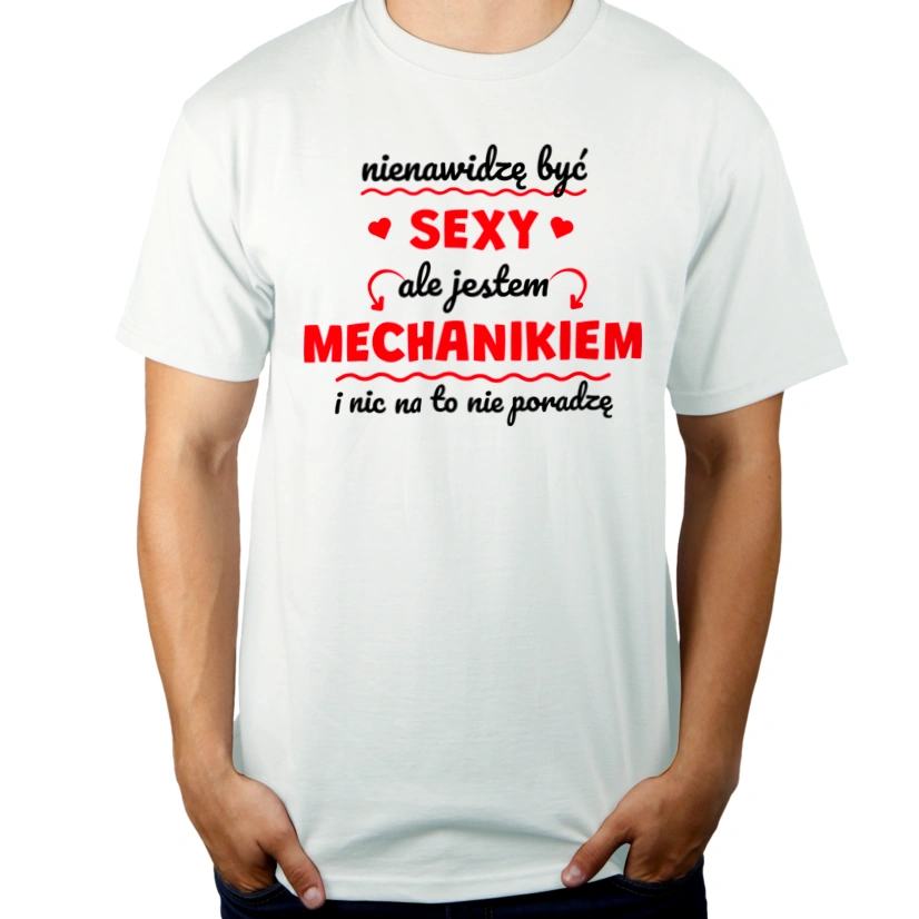 Sexy Mechanik - Męska Koszulka Biała