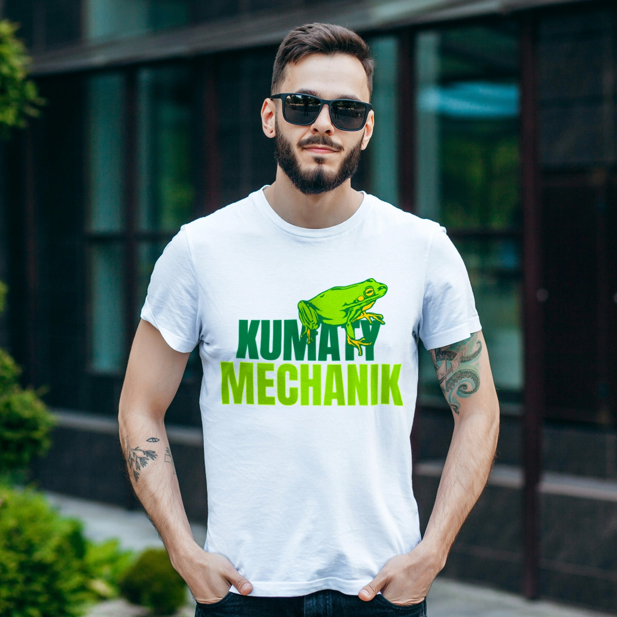 Kumaty Mechanik - Męska Koszulka Biała