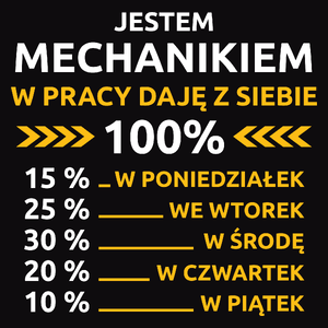 Mechanik W Pracy Daje Z Siebie 100%  - Męska Bluza z kapturem Czarna