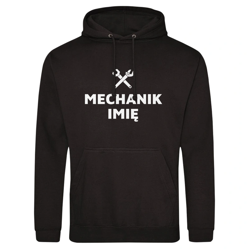 Napis Mechanik - Męska Bluza z kapturem Czarna