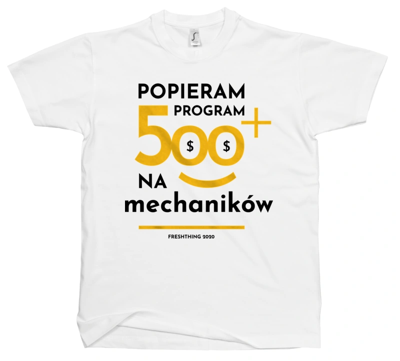 Program 500 Plus Na Mechaników - Męska Koszulka Biała