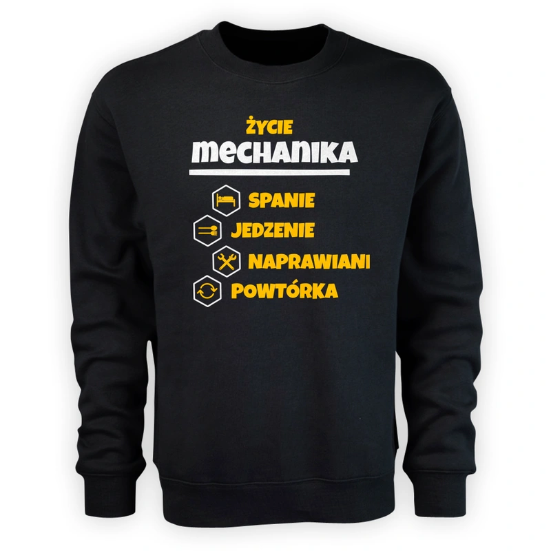 Mechanik - Spanie Jedzenie - Męska Bluza Czarna