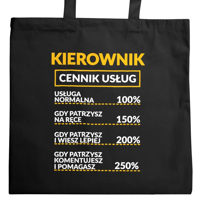 Kierownik - Cennik Usług - Torba Na Zakupy Czarna