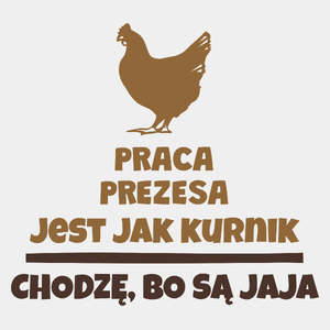 Praca Prezesa Jest Jak Kurnik - Męska Koszulka Biała