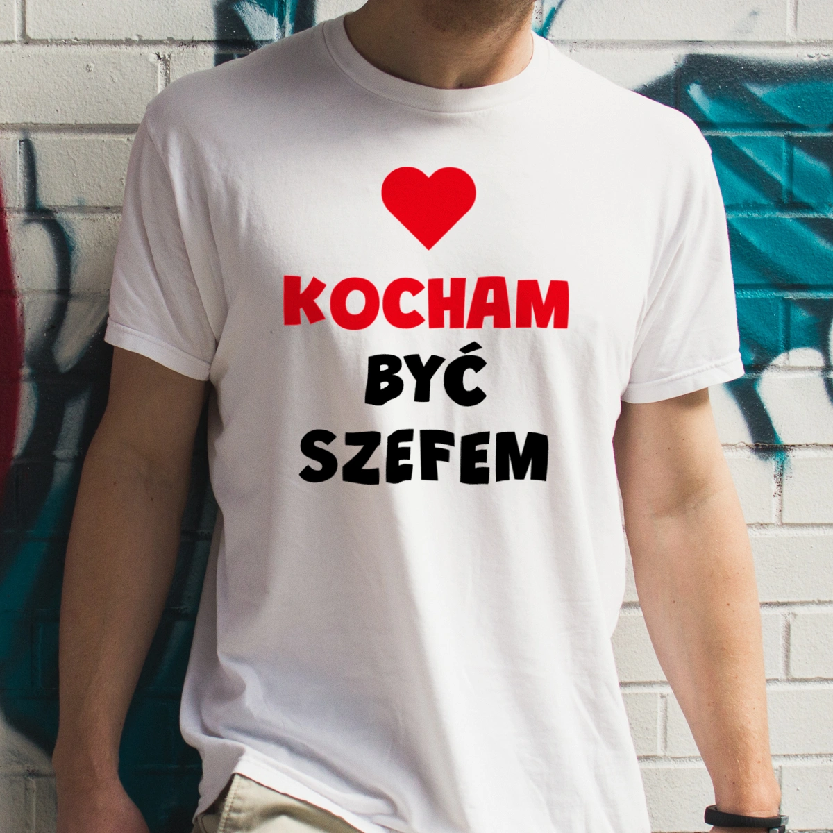 Kocham Być Szefem - Męska Koszulka Biała