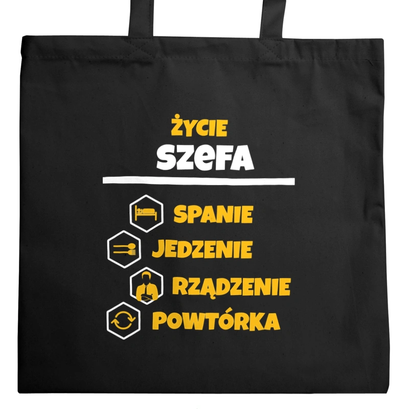 Szef - Spanie Jedzenie - Torba Na Zakupy Czarna