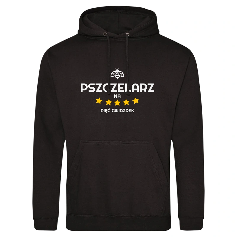 Pszczelarz Na 5 Gwiazdek - Męska Bluza z kapturem Czarna