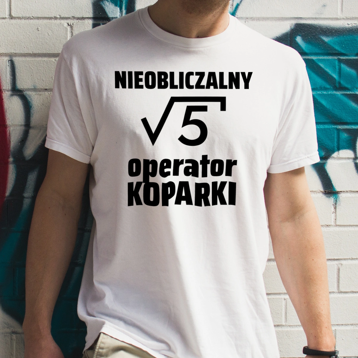 Nieobliczalny Operator Koparki - Męska Koszulka Biała