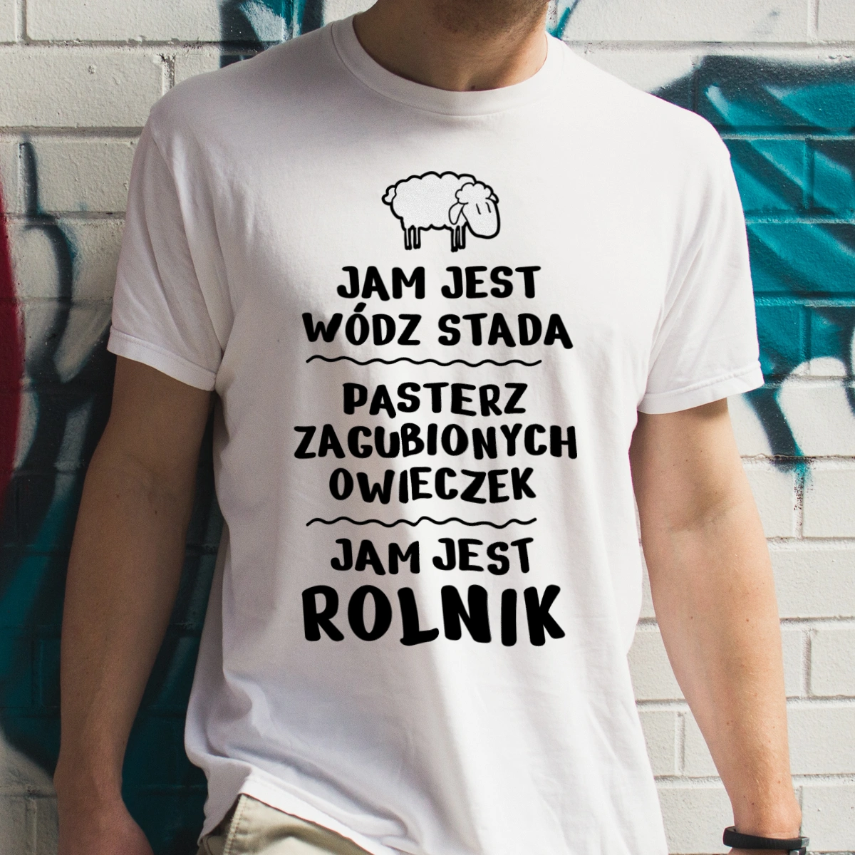 Jam Jest Rolnik Wódz Stada - Męska Koszulka Biała