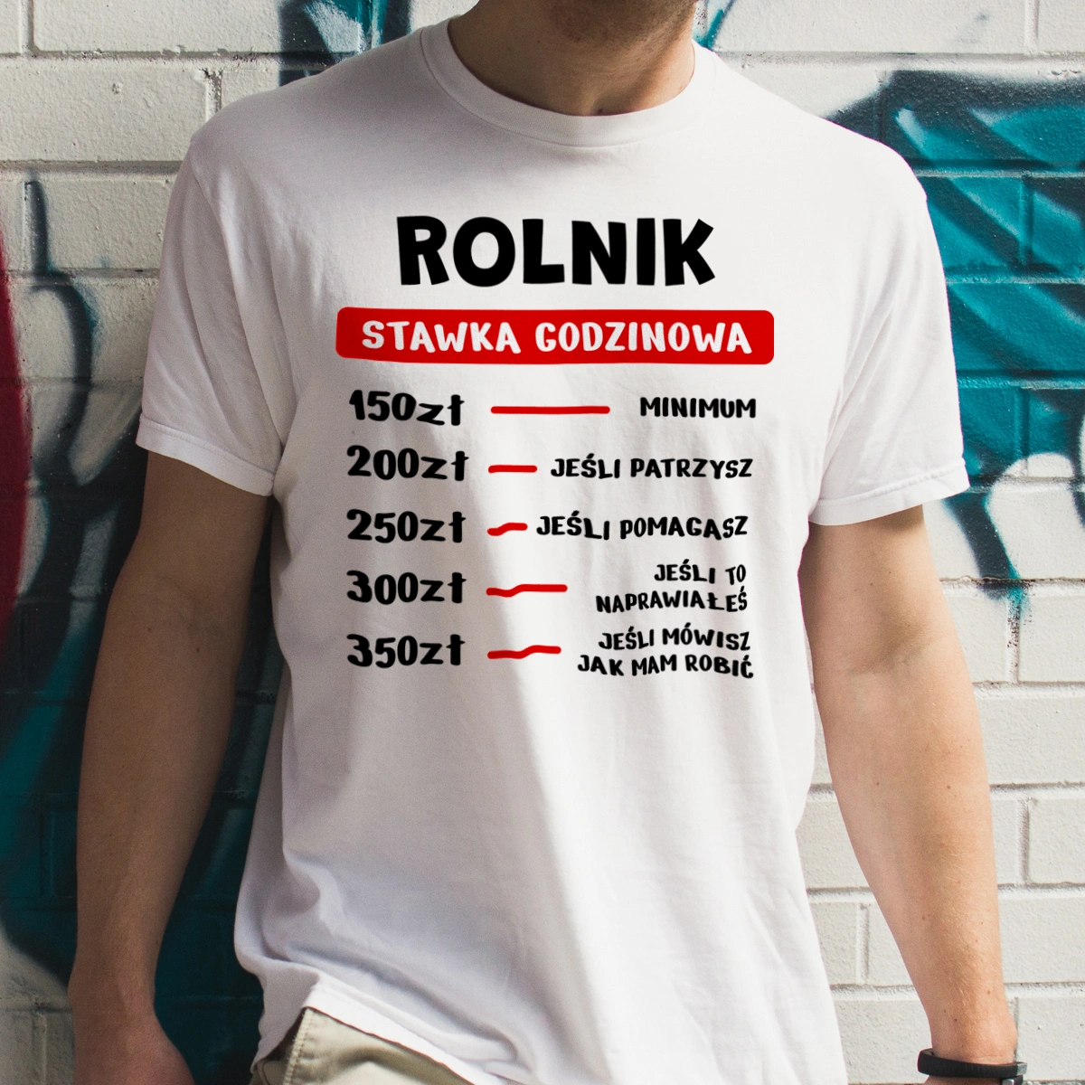 Stawka Godzinowa Rolnik - Męska Koszulka Biała