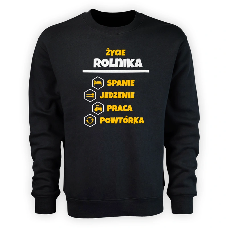 Rolnik - Spanie Jedzenie - Męska Bluza Czarna