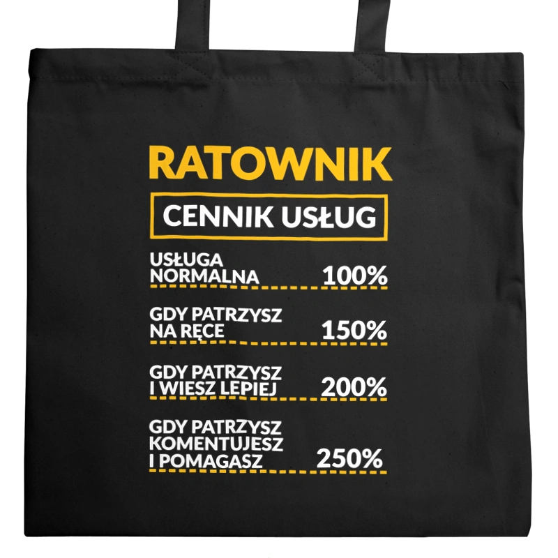 Ratownik - Cennik Usług - Torba Na Zakupy Czarna