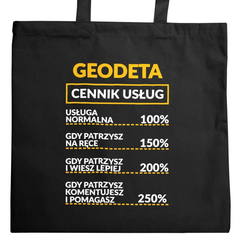 Geodeta - Cennik Usług - Torba Na Zakupy Czarna