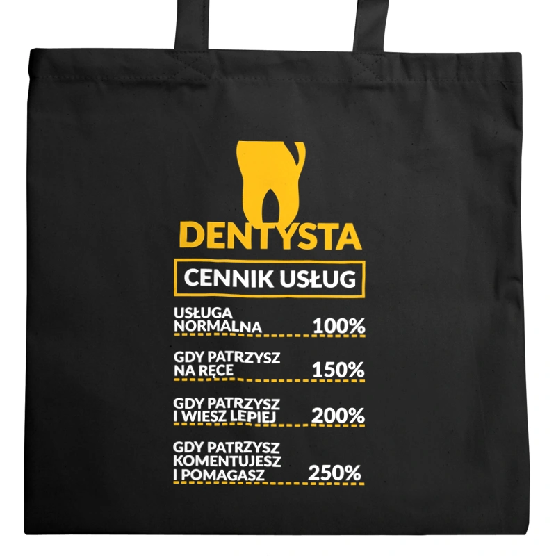 Dentysta - Cennik Usług - Torba Na Zakupy Czarna