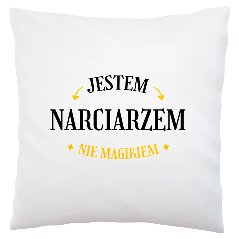 Jestem Narciarzem Nie Magikiem - Poduszka Biała