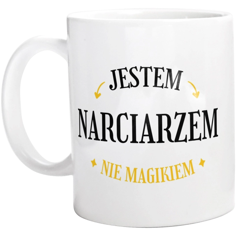 Jestem Narciarzem Nie Magikiem - Kubek Biały