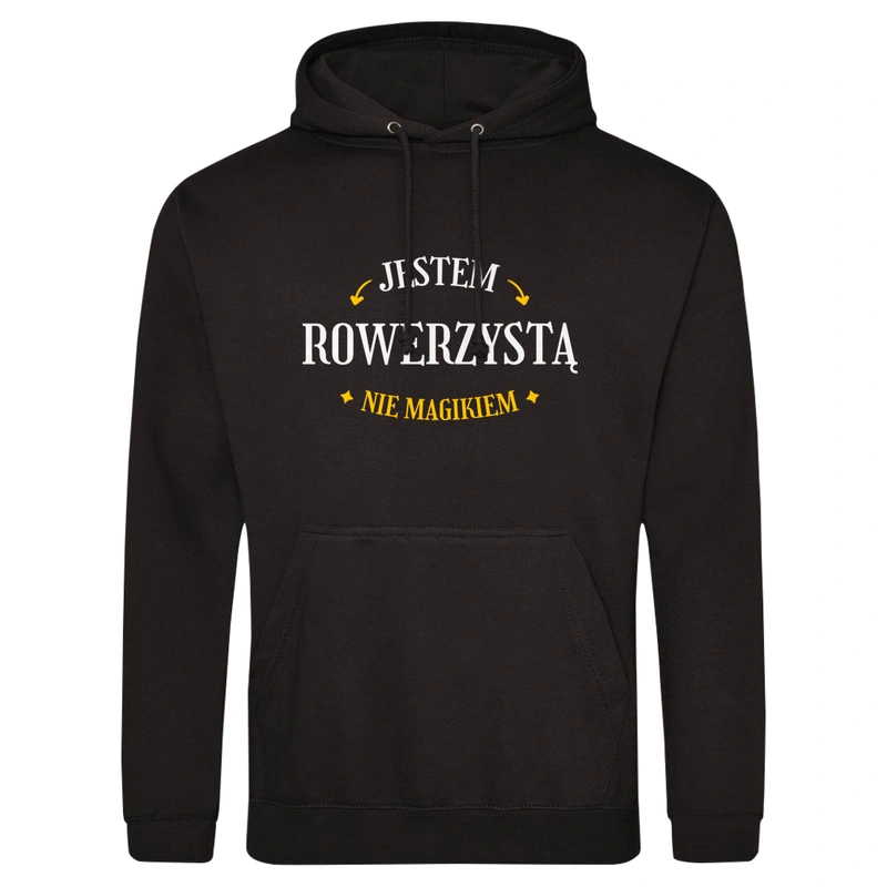 Jestem Rowerzystą Nie Magikiem - Męska Bluza z kapturem Czarna