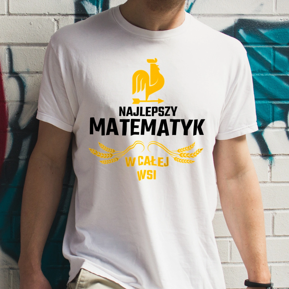 Najlepszy matematyk w całej wsi - Męska Koszulka Biała