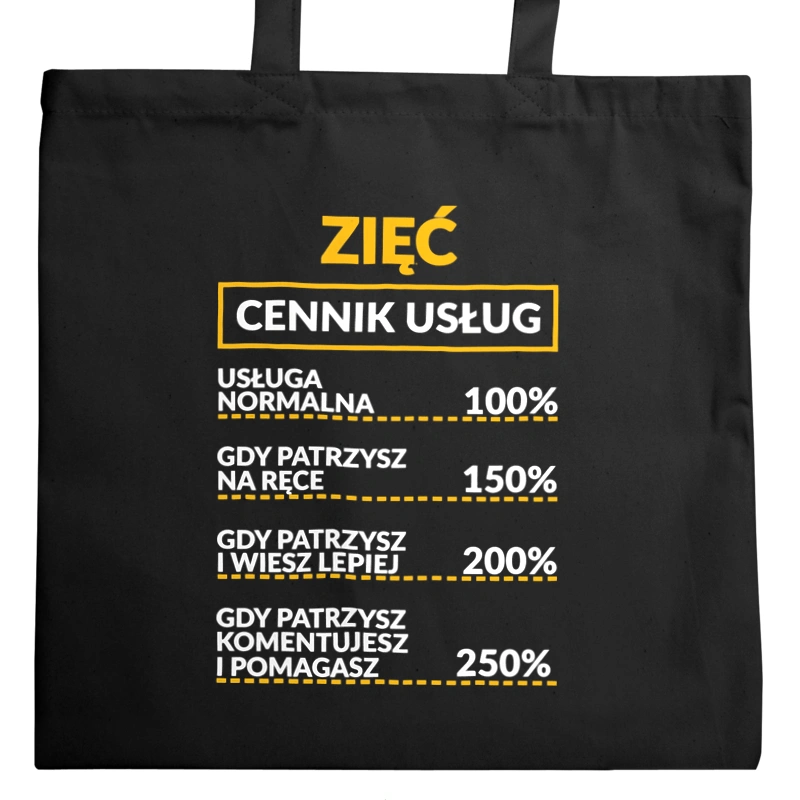 Zięć - Cennik Usług - Torba Na Zakupy Czarna