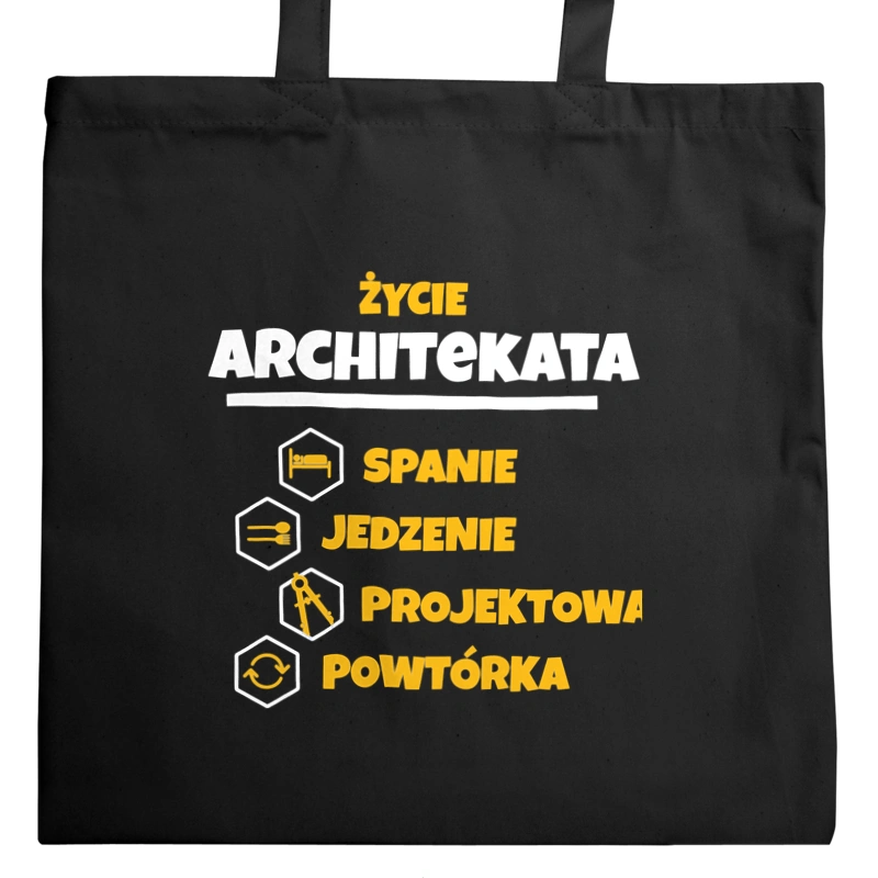 Architekt - Spanie Jedzenie - Torba Na Zakupy Czarna